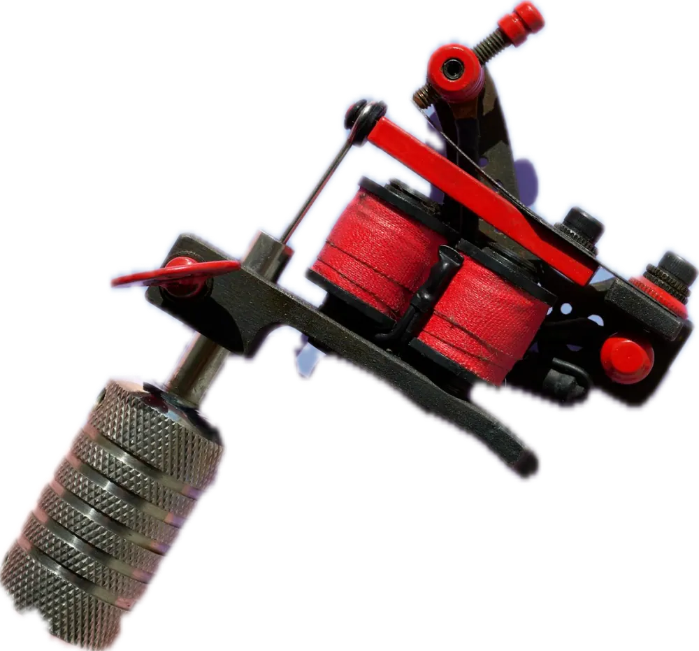 Red and black coil tattoo machine