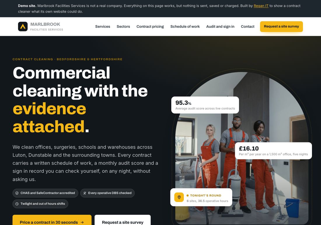 Marlbrook Facilities Services website