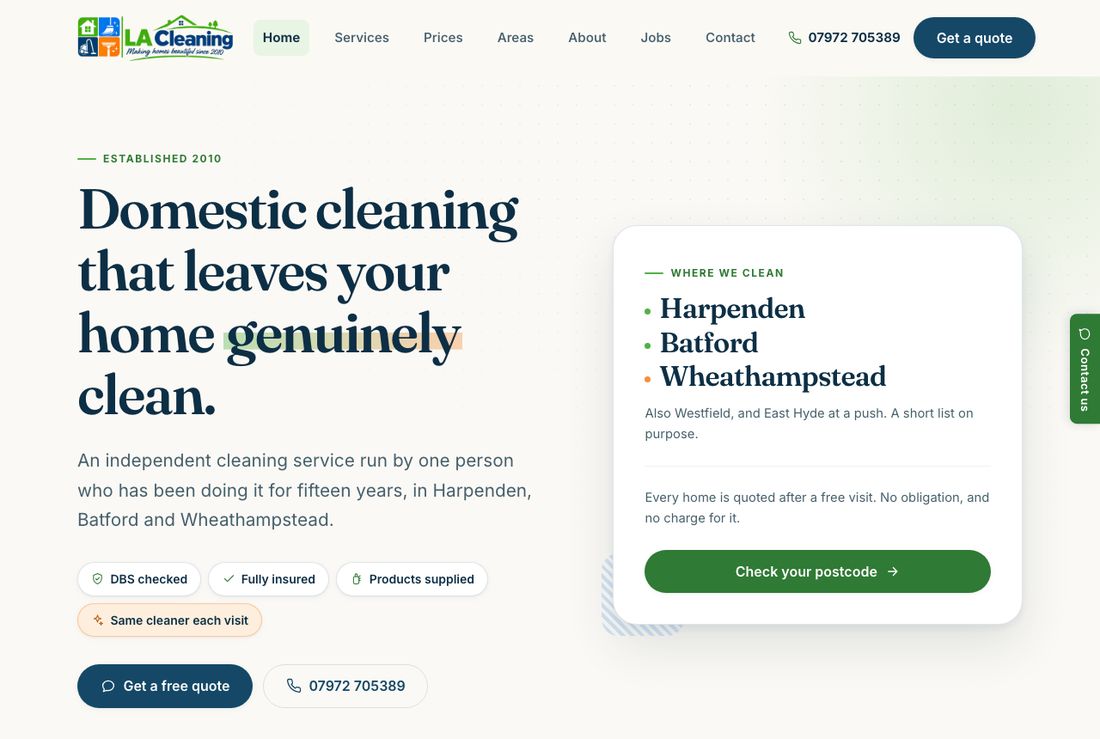 LA Cleaning website
