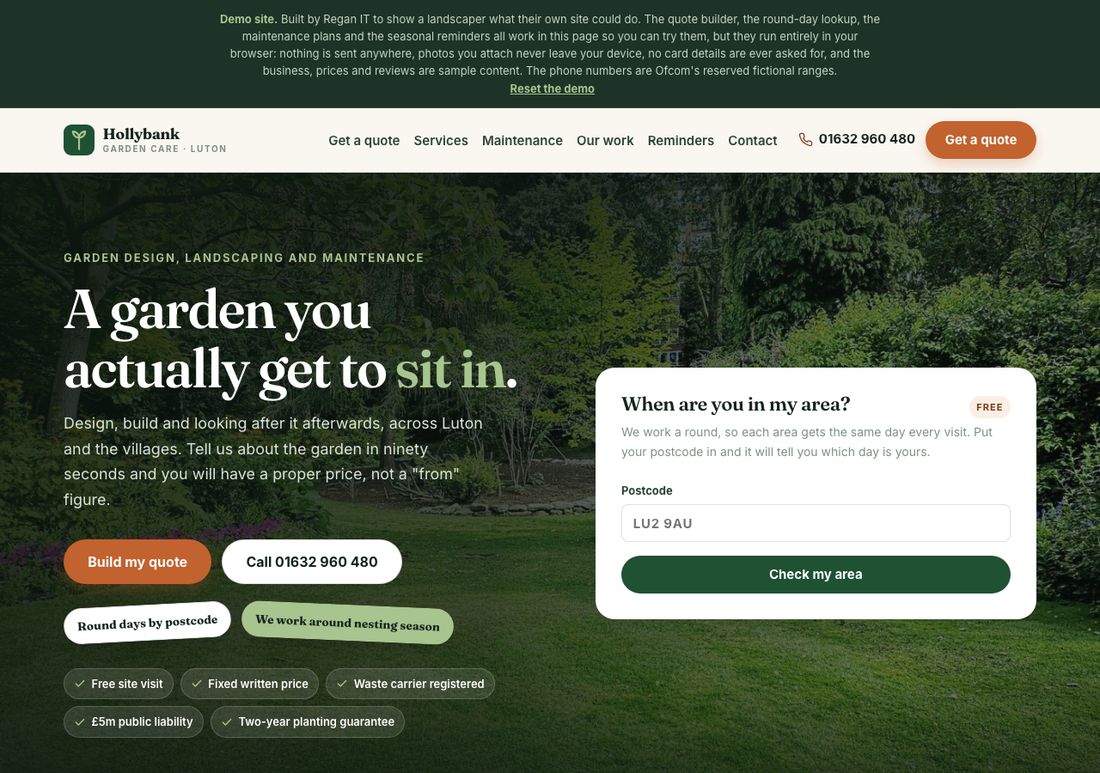 Hollybank Garden Care website